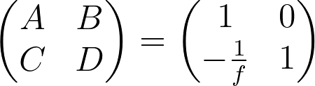 ABCD Matrix for a Thin Lens